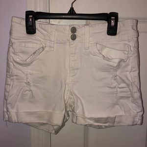 White jean shorts